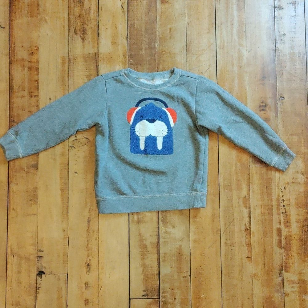 Carters Gray Sweatshirt 5T Walrus Design Fall Winter Cotton School Unisex